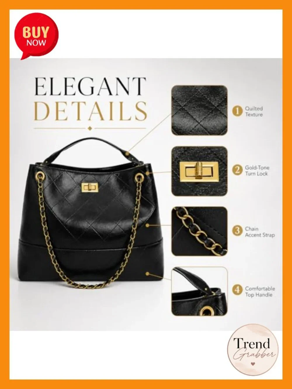 Quilted Faux Soft Leather Suede Tote Bag with Chain Strap Shoulder Handbag